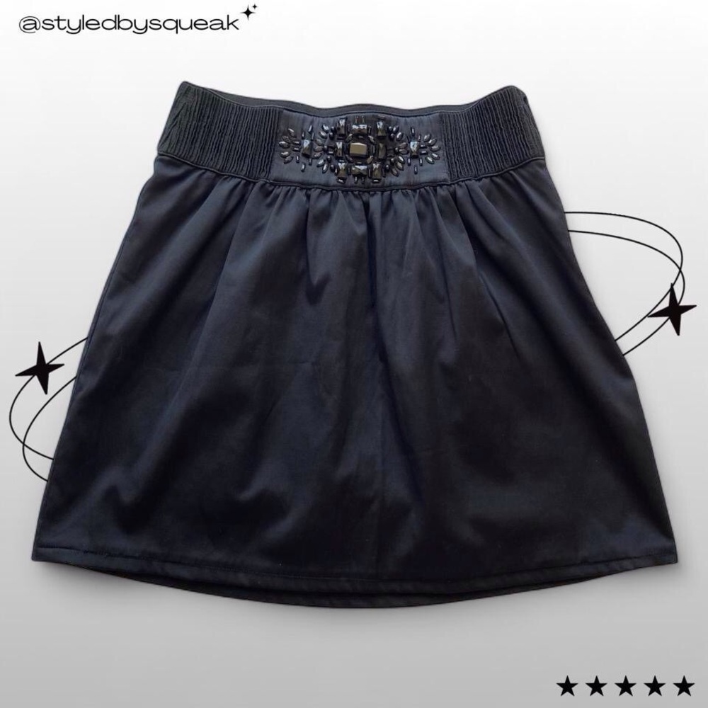 Guess by Marciano Y2K Black Jeweled Mini Skirt Extra Small